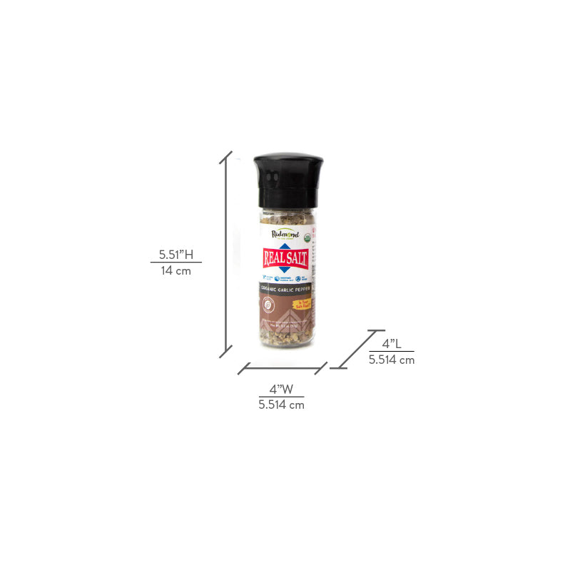 Redmond Real Salt Garlic Pepper Grinder 3.3 oz.
