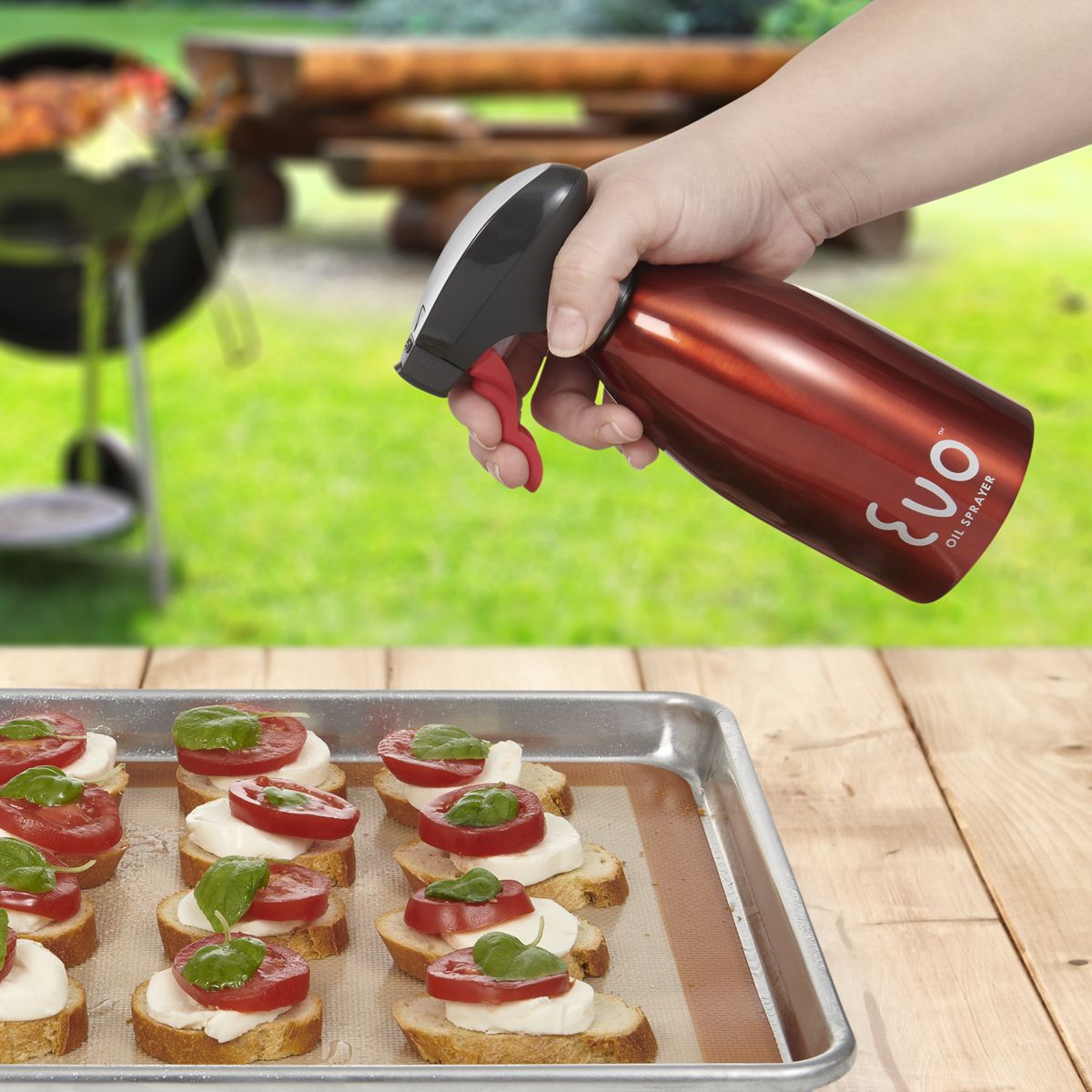 EVO Oil Red Stainless Steel Spray Bottle - 16oz.