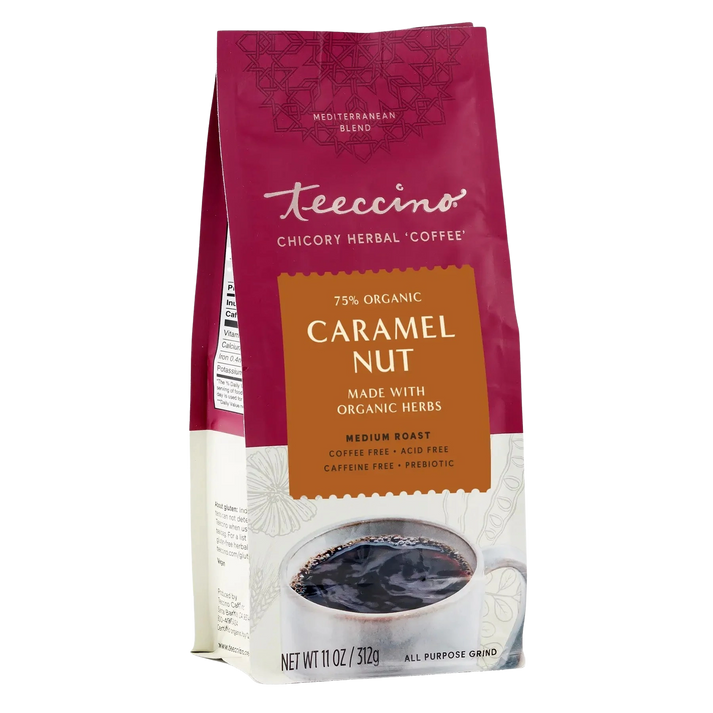 Teeccino Caramel Nut Chicory Herbal Coffee Substitute 11oz. Bag