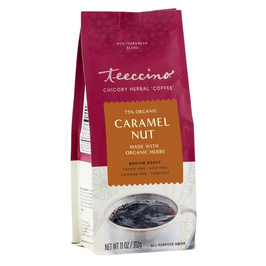 Teeccino Caramel Nut Chicory Herbal Coffee Substitute 11oz. Bag