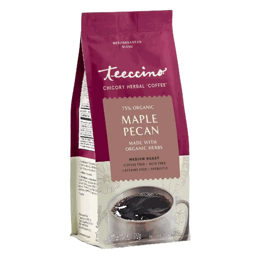Teeccino Maple Pecan Chicory Herbal Coffee Substitute 11oz. Bag