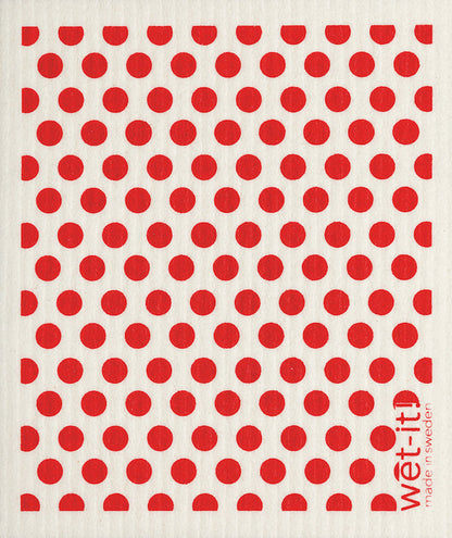 Wet-it! Swedish Cloth - Red Dots 6.75in.x8in.