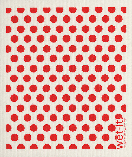 Wet-it! Swedish Cloth - Red Dots 6.75in.x8in.