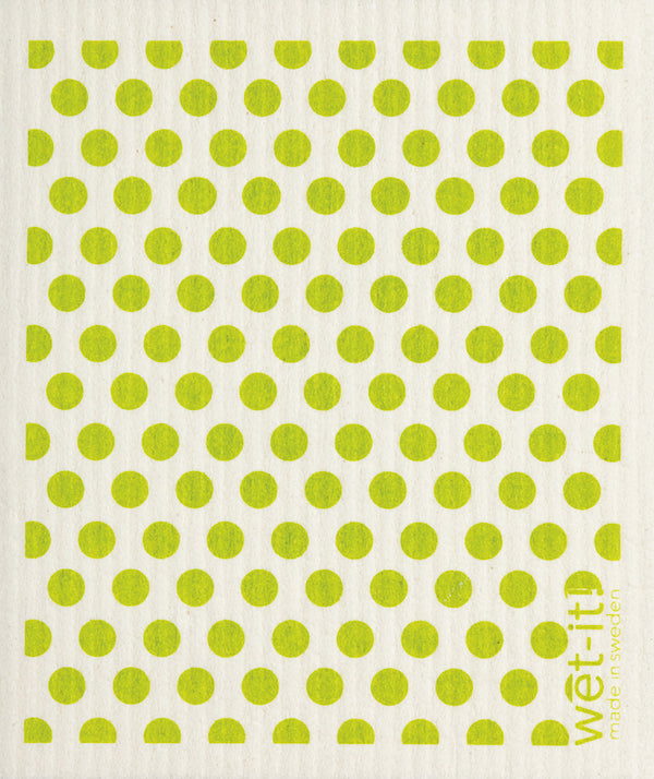 WetIt! Swedish Cloth - Green Dots 6.75in.x8in.
