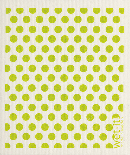 WetIt! Swedish Cloth - Green Dots 6.75in.x8in.