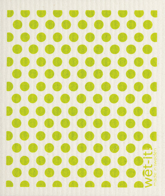 WetIt! Swedish Cloth - Green Dots 6.75in.x8in.