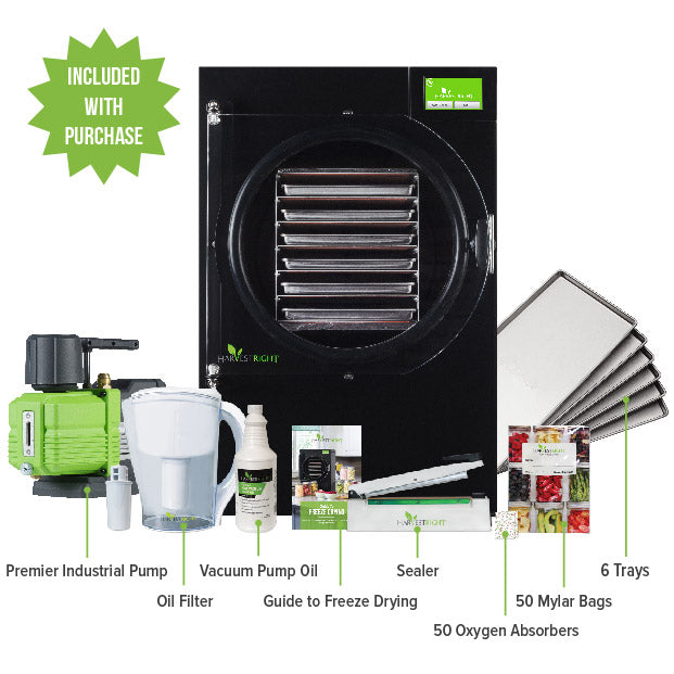 NEW - Harvest Right - Lg 6 Tray Black Freeze Dryer - w/ Mylar Starter Kit