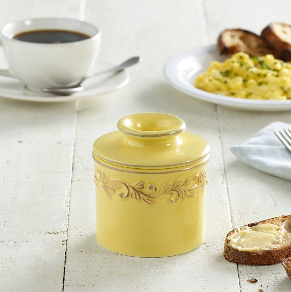 Butter Bell Crock Goldenrod Antique