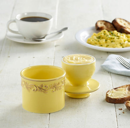 Butter Bell Crock Goldenrod Antique