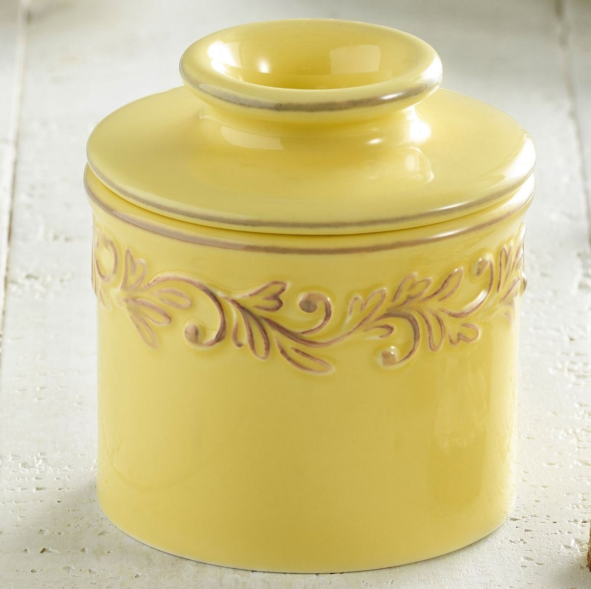 Butter Bell Crock Goldenrod Antique