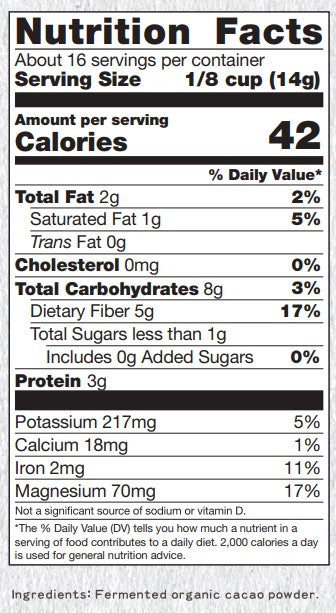 Fermented Cacao Powder Organic, Raw 1 lb.