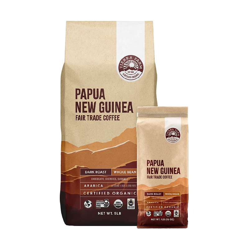 Organic Fair Trade Papua New Guinea Whole Bean Dark Roast Nt Wt 1 LB