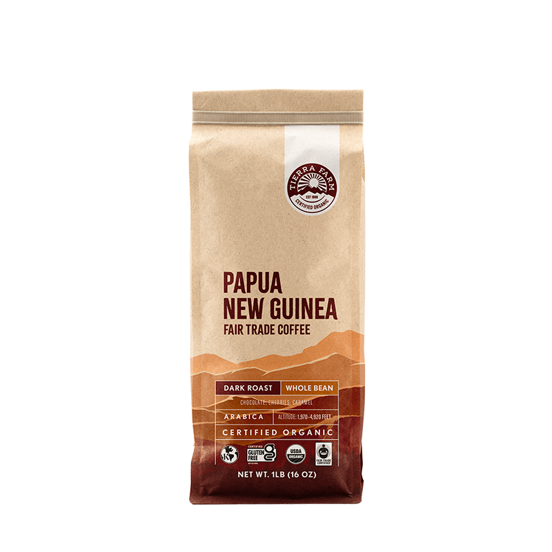 Organic Fair Trade Papua New Guinea Whole Bean Dark Roast Nt Wt 1 LB