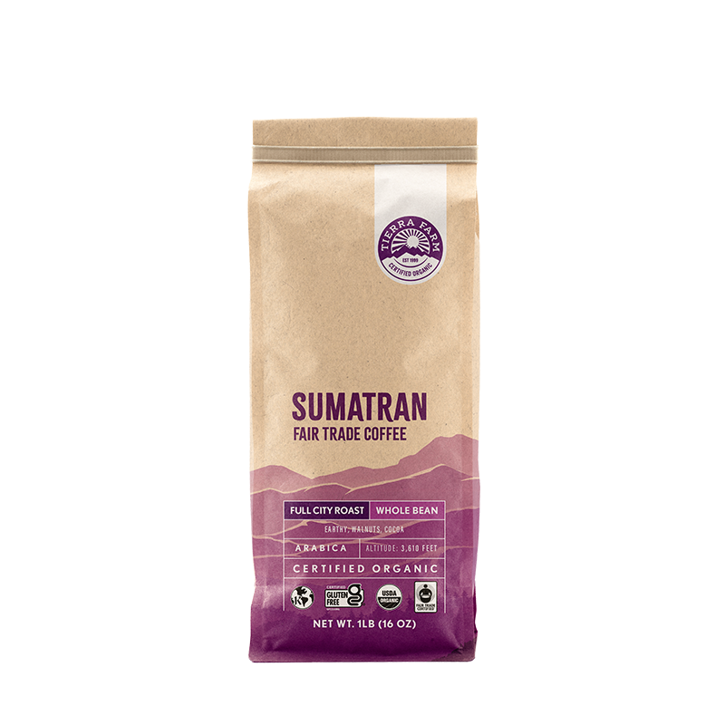 Organic Fair Trade Sumatran Whole Bean Nt Wt 1 LB