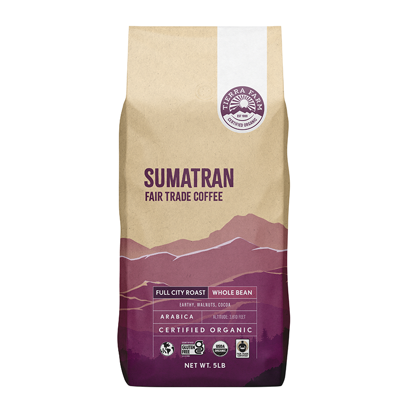 Organic Fair Trade Sumatran Whole Bean Nt Wt 1 LB
