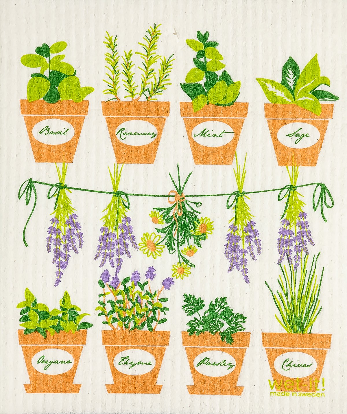Wet-it! Swedish Cloth - Fresh Herbs 6.75in.x8in.