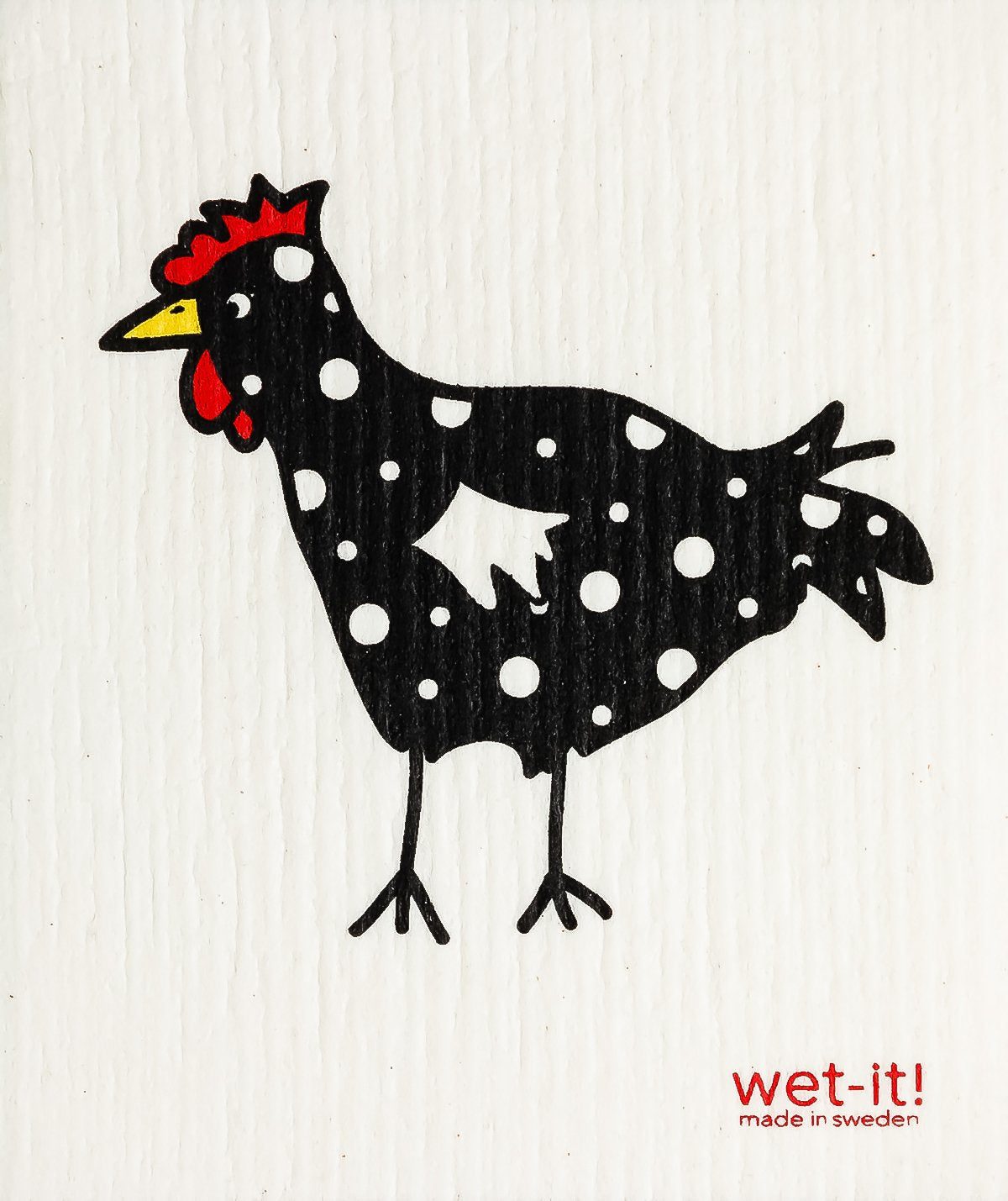 Wet-it! Swedish Cloth - Spotted Black Chicken 6.75in.x8in.