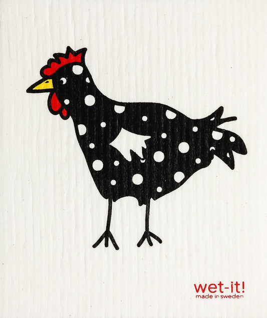 Wet-it! Swedish Cloth - Spotted Black Chicken 6.75in.x8in.