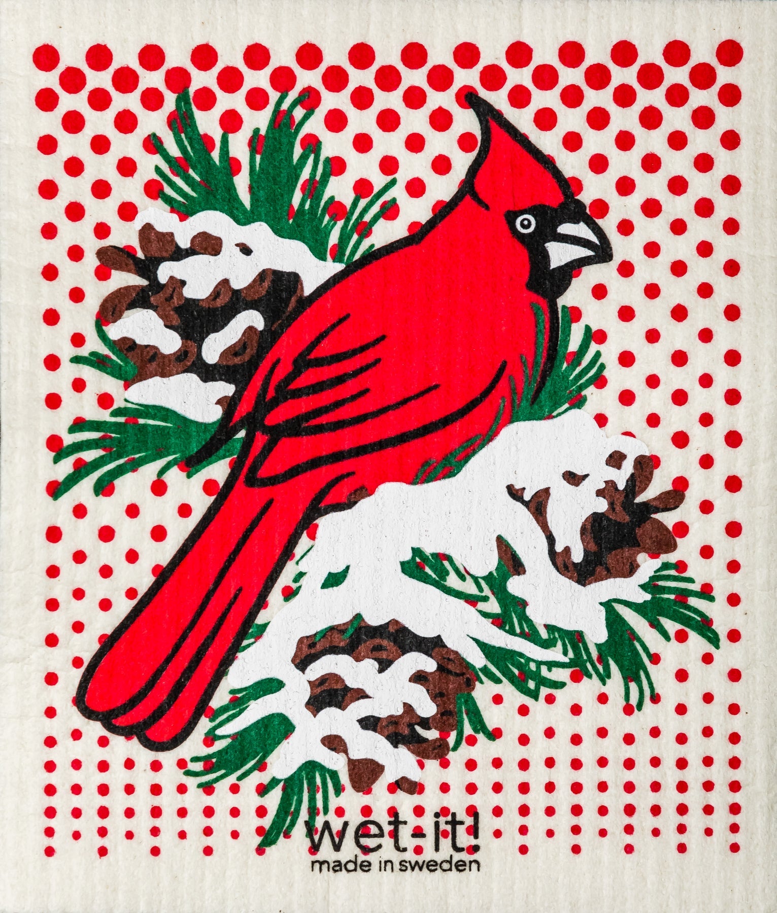 Wet-it! Swedish Cloth - Winter Cardinal 6.75in.x8in.